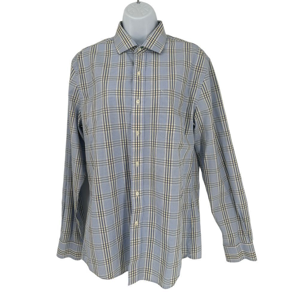 Timmy Hilfiger‎ Blue Stripe Button Down Long Sleeve Slim Fit Shirt Size34-35